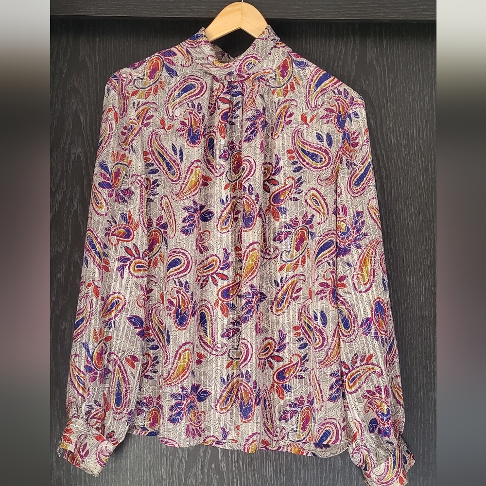 Vintage Multicolor Paisley Blouse